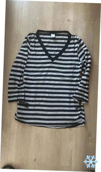 T-shirt manche trois quarts à rayures camaïeu