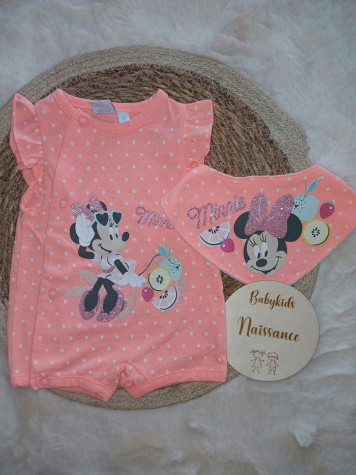 Barboteuse & bavoir minnie