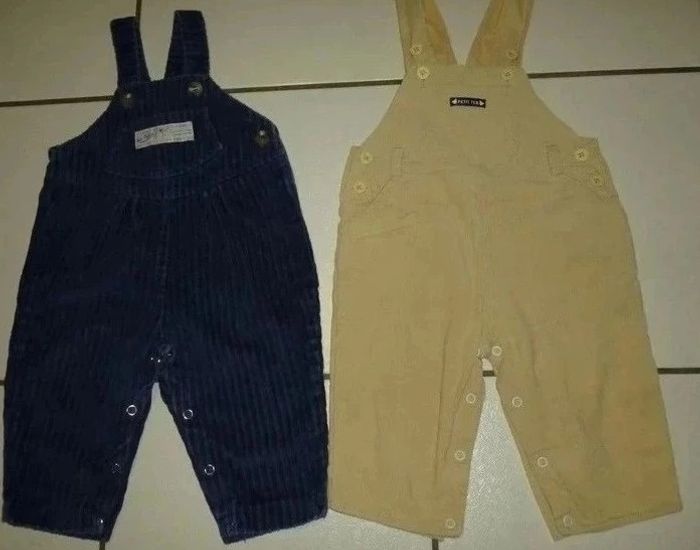 Lot de 2 salopettes garçon beige et bleu taille 6 mois tex/tom pouce - - photo numéro 3