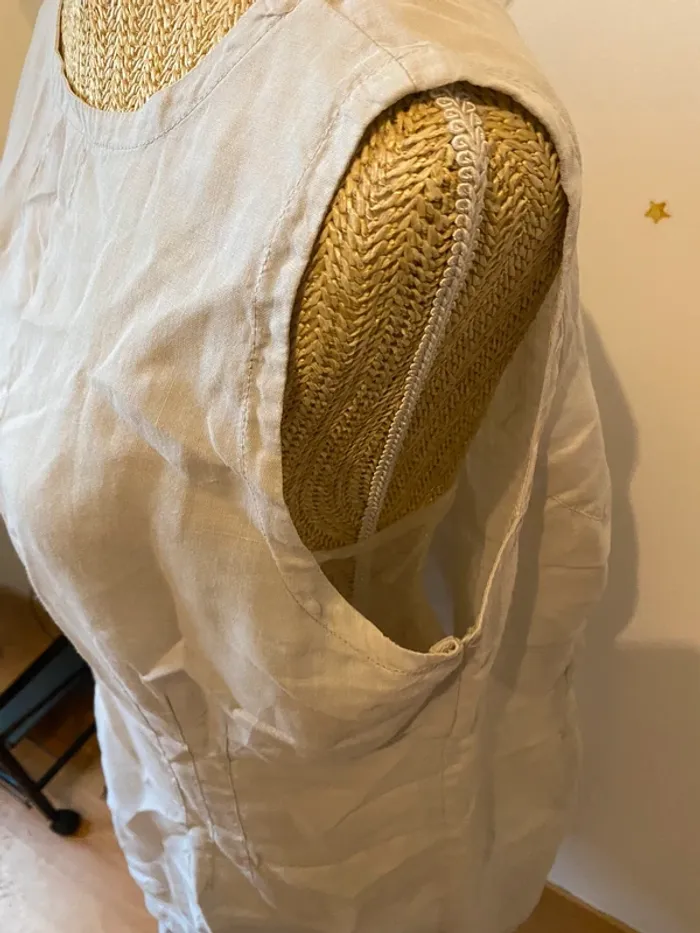 Robe en lin blé en herbe beige  m petit prix - photo numéro 2