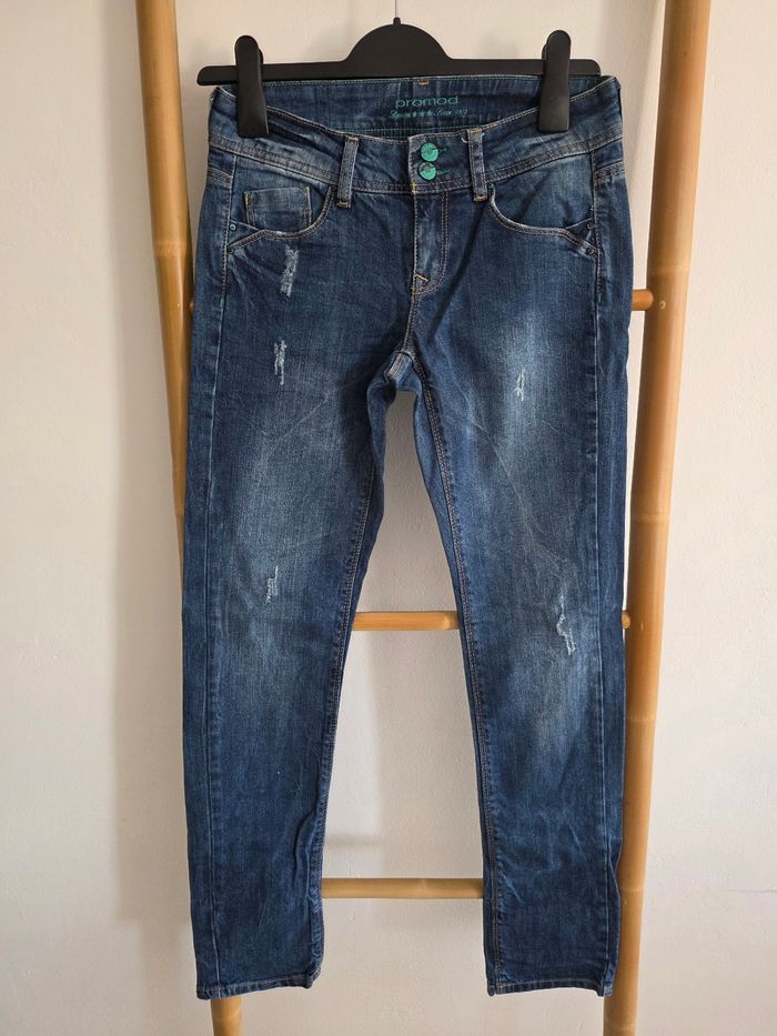 Jeans slim/droit bleu foncé Promod