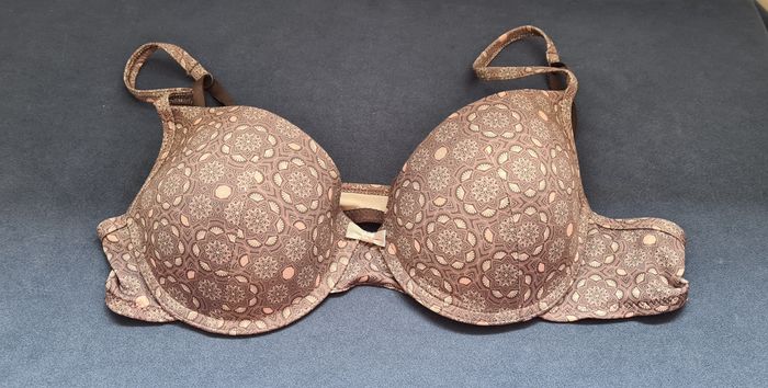 Soutien gorge coque taupe à motifs rose 95C - photo numéro 6
