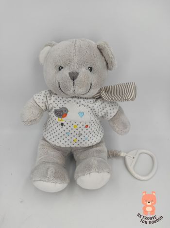 Peluche Musicale Ours Gris Nuage Mots d'Enfants