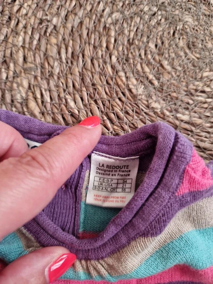 Jolie robe pull rayée La Redoute taille 1 mois - photo numéro 3