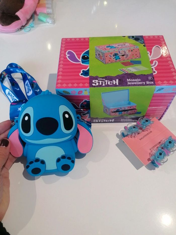 Ensemble sac Stitch, pinces Stitch,coffre bijoux Stitch 👧🏻