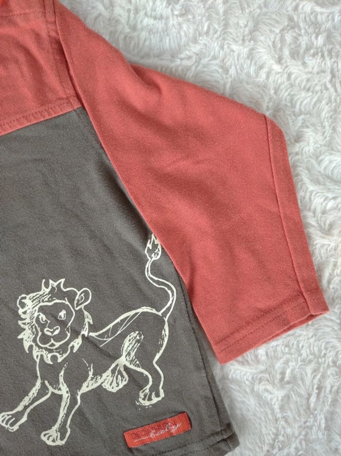 Tee shirt chemise manches longues Garçon 2 ans Lion Decathlon 100% coton - photo numéro 4