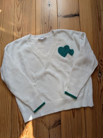 Pull blanc et vert