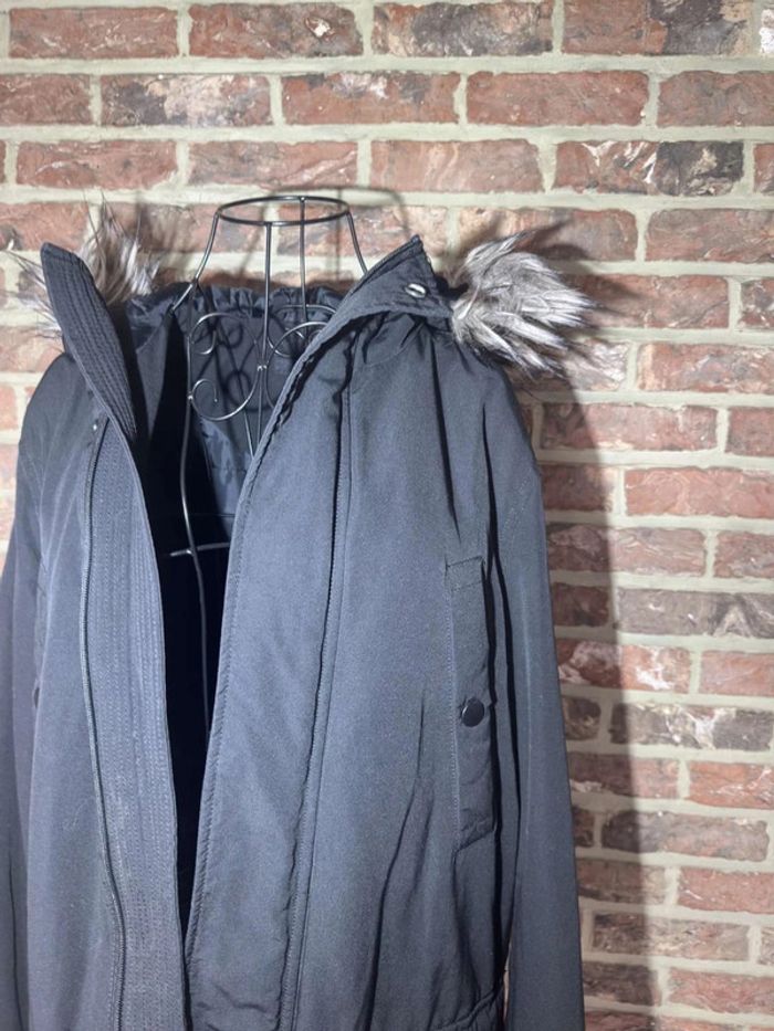 Parka noire H&M Taille S , à capuche à fourrure détachable