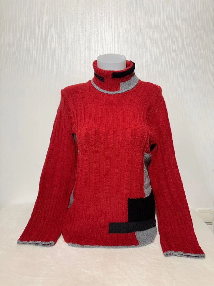 Pull col roulé chaud femme rouge DPM - Taille M
