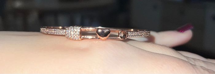 Bracelet rose gold cœur femme or jonc acier inoxydable bijou - photo numéro 3