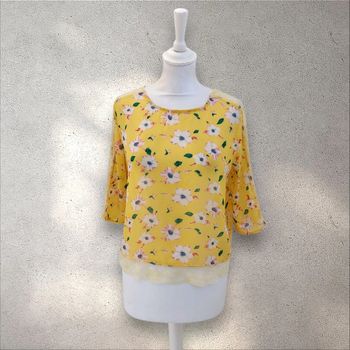 Blouse fluide imprimée avec dentelle taille M
