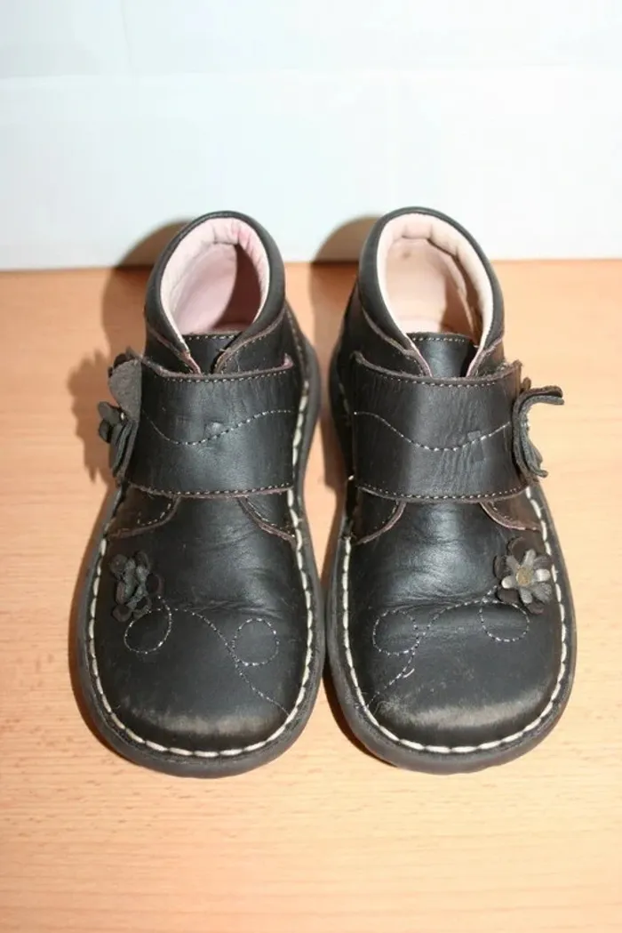 Bottines chocolat marque Miss, pointure 28, cuir véritable - photo numéro 4