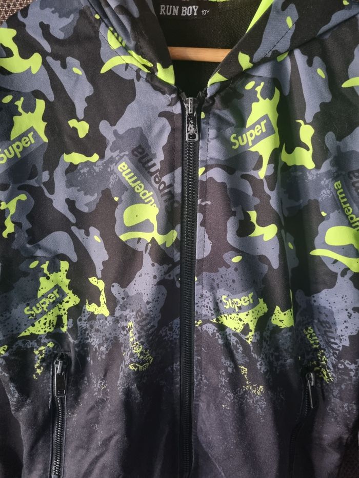 Gilet de sport zippée noir gris et jaune fluo 10ans - photo numéro 2
