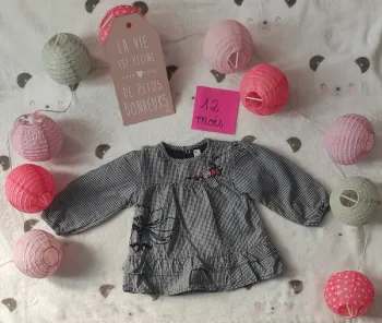 Tunique bébé fille 12 mois Sucre d'orge manches longues fleurs