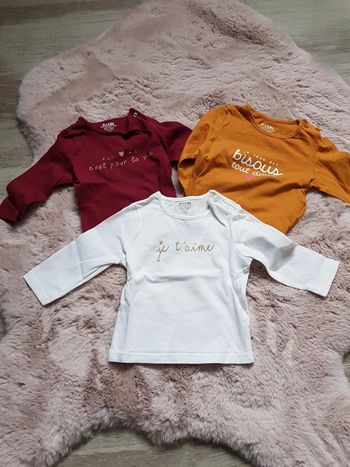 Lot de 3 hauts manches longues fille 3 mois