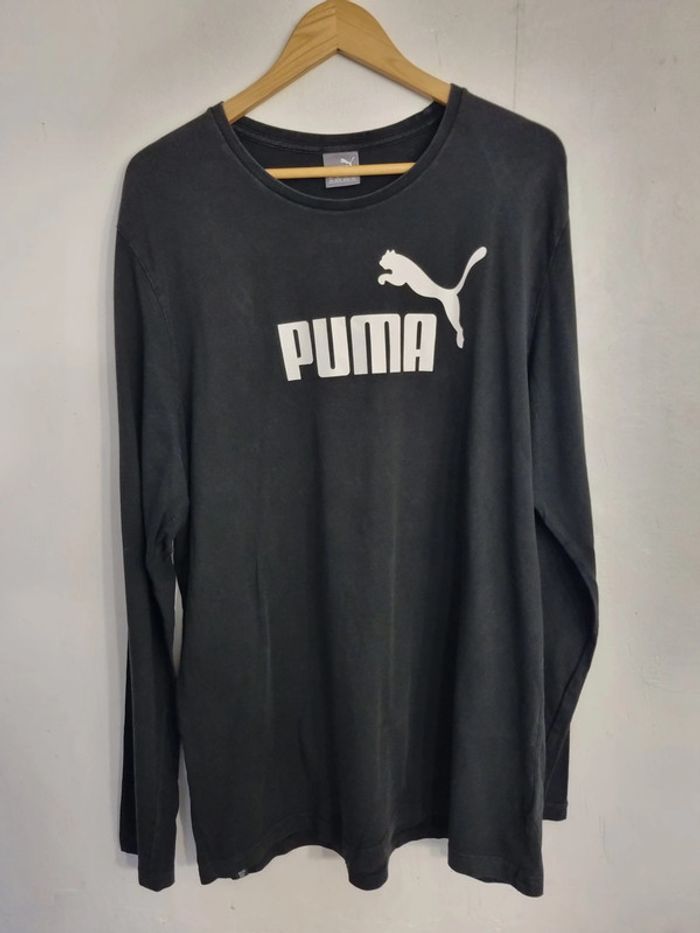 T-shirt à manches longues homme - Taille XXL / 44 - Puma - Noir floqué blanc - photo numéro 2