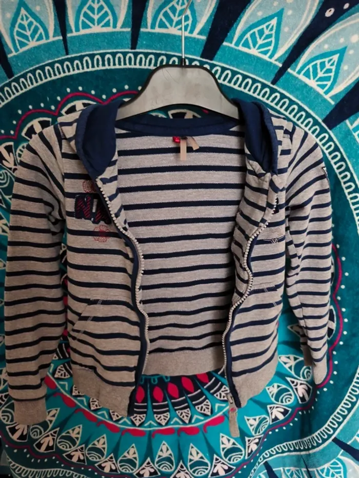 Gilet Zippé à Capuche Rayé - photo numéro 3
