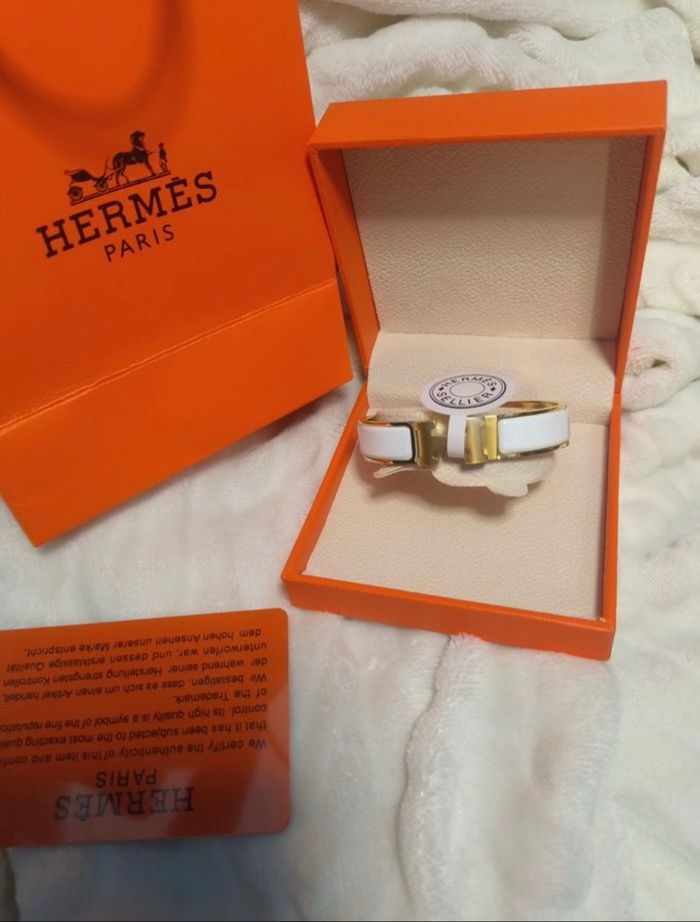 Bracelet Hermès « Clic H » Blanc • Taille 17 - photo numéro 4