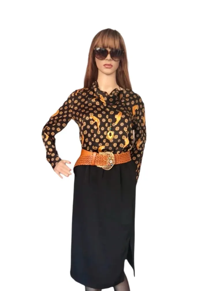 🌿🐅Tunique satinée noire taille M baroque tigres Zara wild chic tiger satin tunic🐅🌿 - photo numéro 9