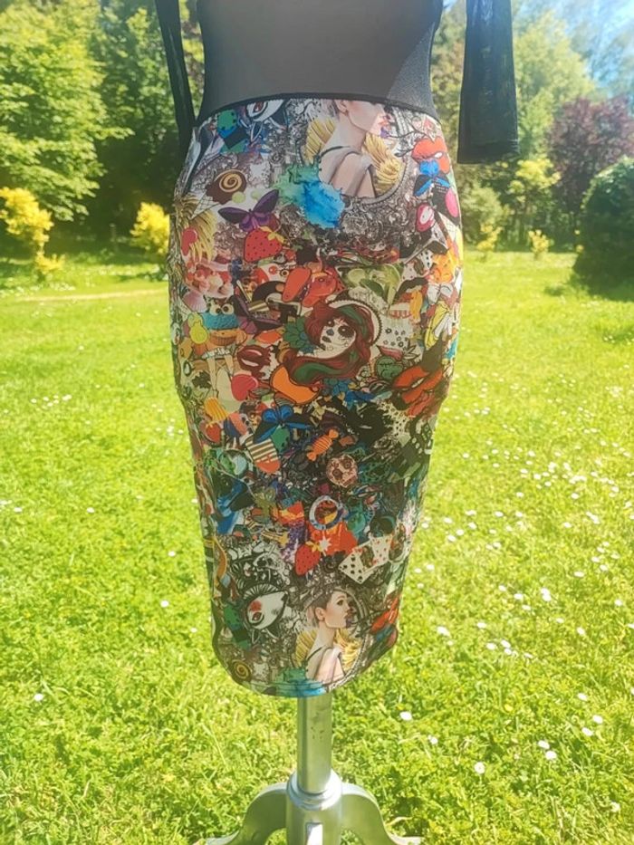 Magnifique robe sexy voile imprimé multicolore original atypique festival Ayapana taille XS 34 S 36 - photo numéro 2