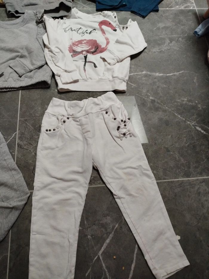 Ensemble mode fille décontracté survêtement motif flamand rose 4 ans