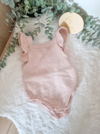 Barboteuse tricoté rose pâle 6M