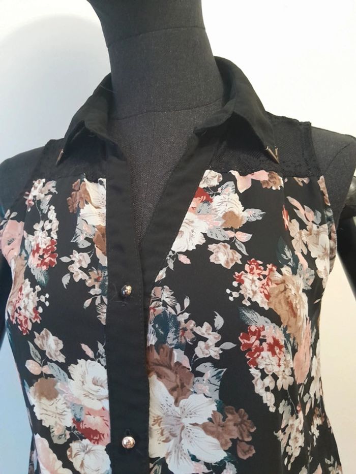 Top débardeur en transparence dentelle en mèche taille m - photo numéro 3