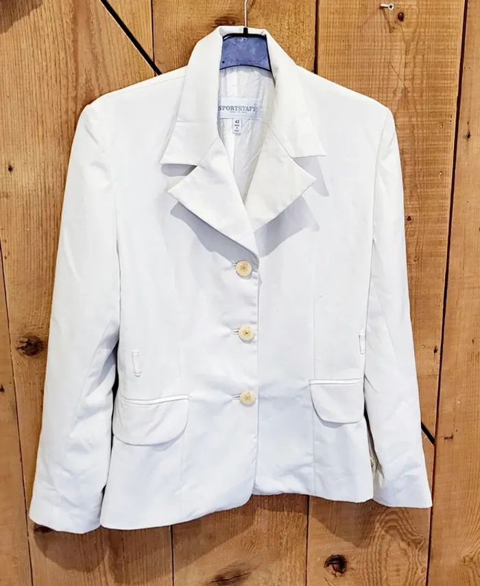 Veste blazer blanc femme SportStaff T42 élégante chic vintage Très bon état - photo numéro 2