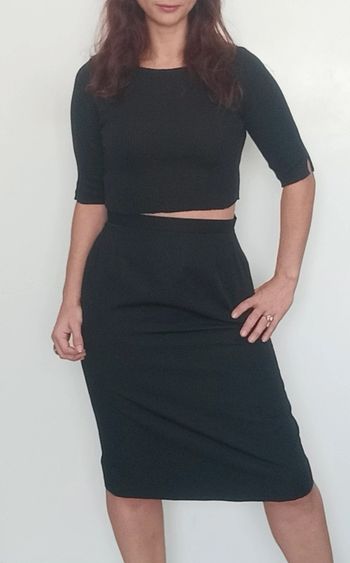 Jupe tailleur chic noir taille haute taille 1