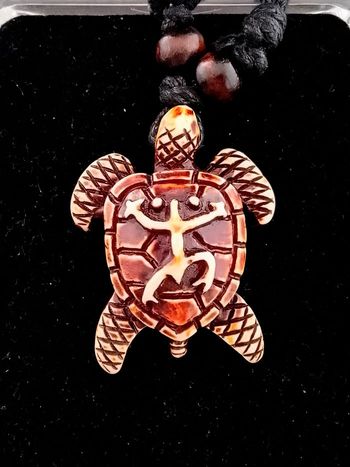 Collier corde réglable, pendentif tortue