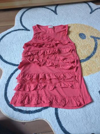 T-shirt long tunique débardeur rose volant tulle 7-8 ans zara