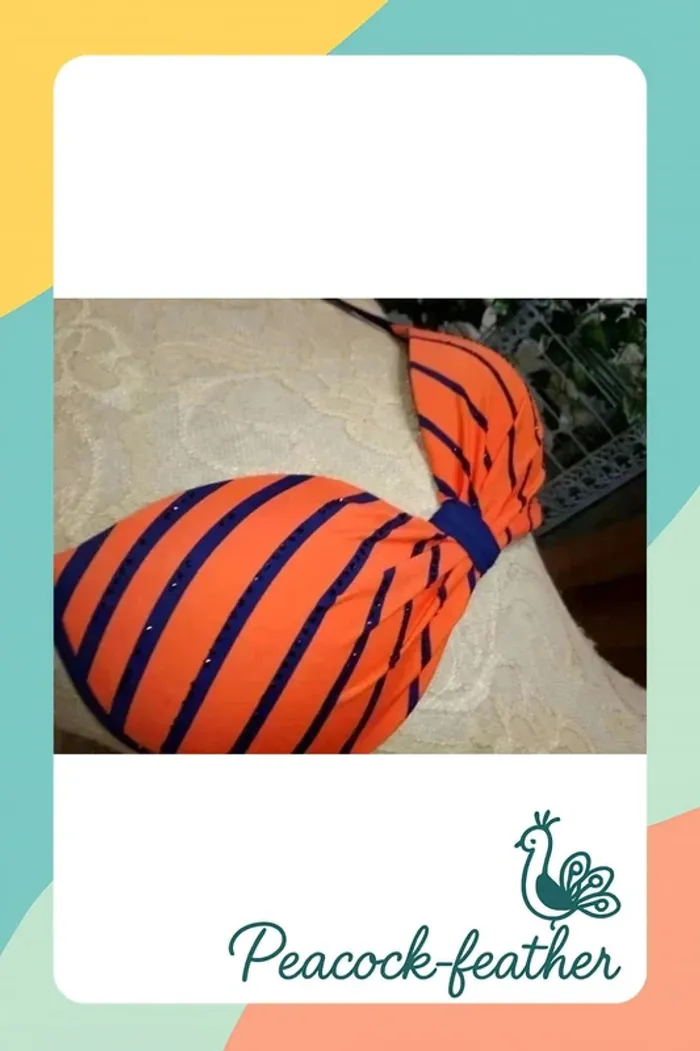 👙maillot de bain orange/bleu 36 push up 👙 - photo numéro 2