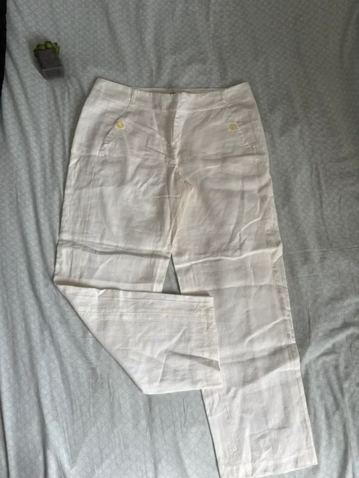 Pantalon en lin blanc Bandolera 40