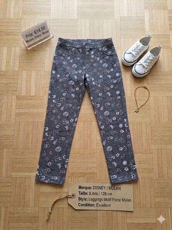 Legging Disney Mulan - Gris Anthracite Imprimé - Taille 8 Ans