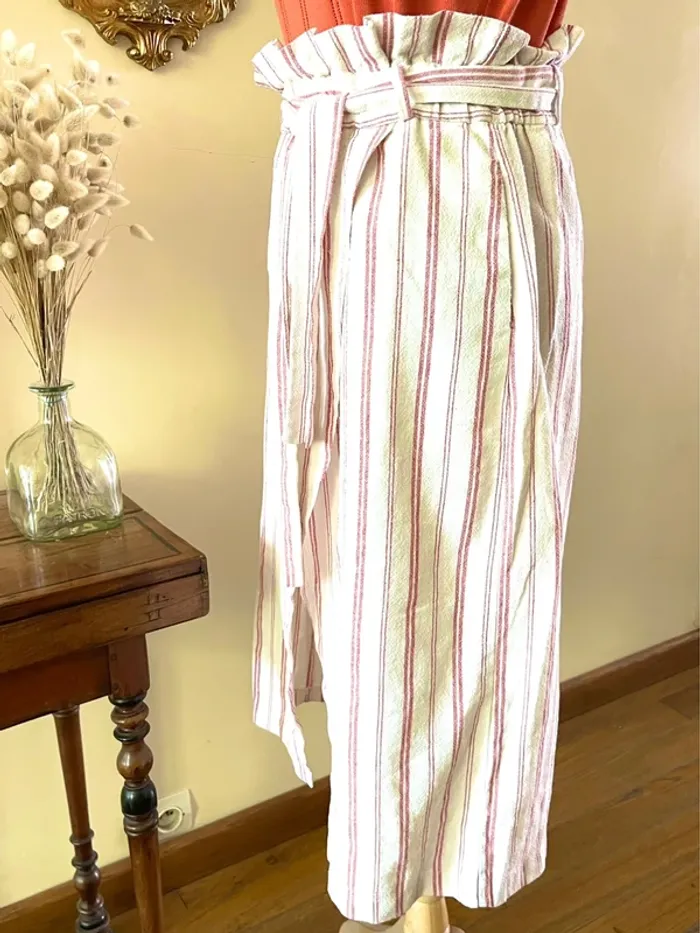 Sublime Jupe Portefeuille Cache-Cœur en Lin et Coton – Zara – Taille M - photo numéro 4