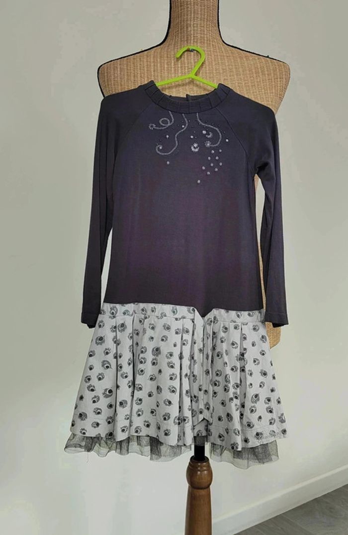 30 € Robe manches longues Jean Bourget Effet superposition Motif fantaisie sur la jupe 4 ans - photo numéro 2