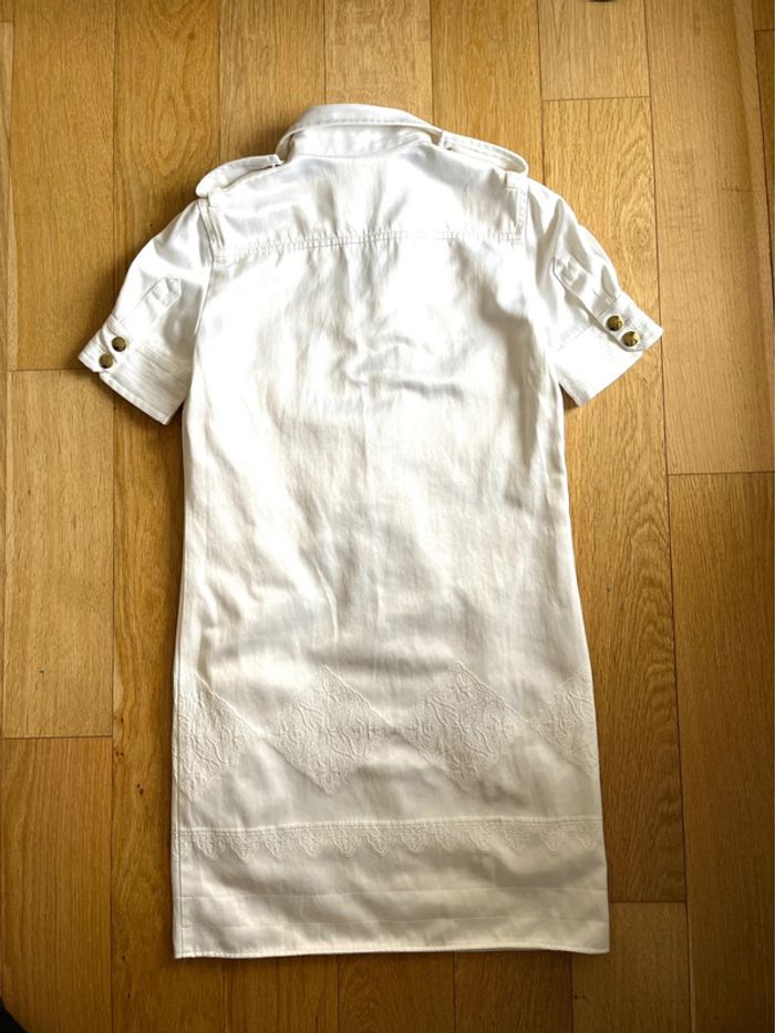 Robe courte blanche doré lumineuse décolleté lacet Barbara Bui – Taille 38 – Très bon état - photo numéro 6