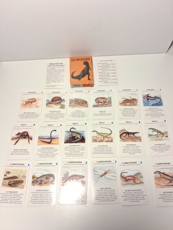 Jeux de 7 familles france cartes Les Dinosaures avec description en dessous de la carte