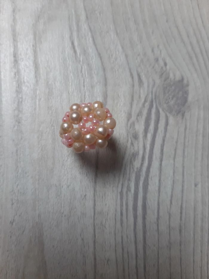 Bague perle rose et blanc - photo numéro 5