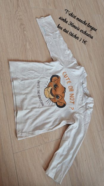 T-shirt manche longue Simba 36mois 92cm orchestra 