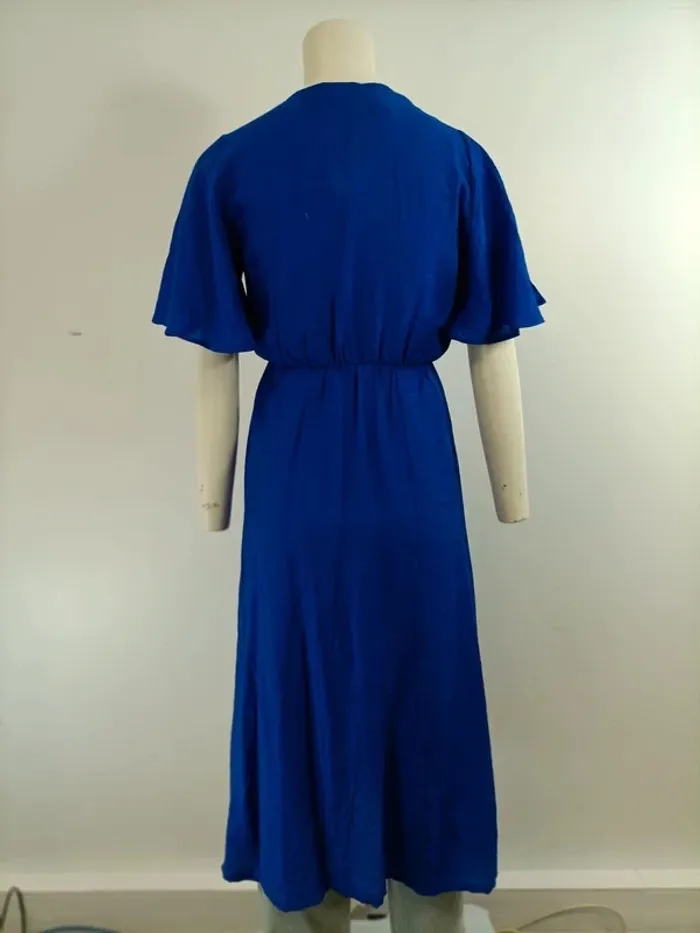 Robe cache-coeur longue bleue été - Neuve Taille unique - fentes, Fabriquée en France A279 - photo numéro 4