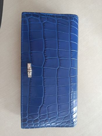 Compagnon portefeuille Longchamp bleu croco Roseau 
