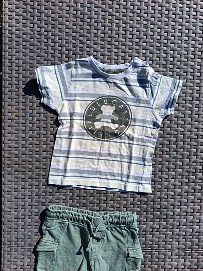 Ensemble 24 mois 2 ans bebe garçon short tee shirt haut lulu castagnette - photo numéro 3