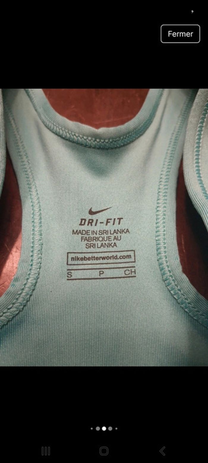Brassière de sport tourquoise/gris Nike taille S - photo numéro 10
