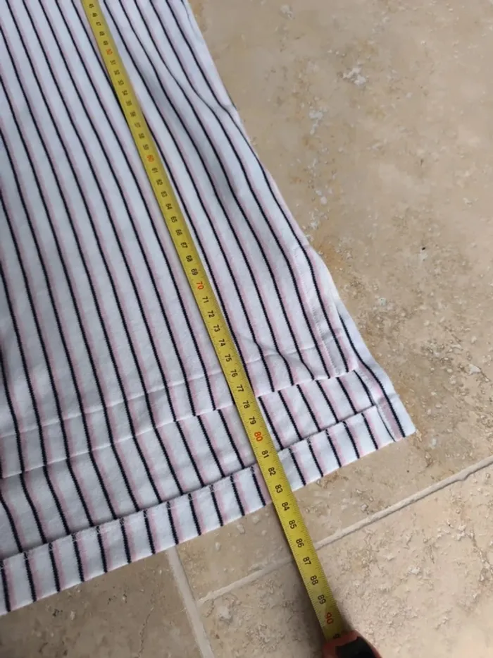 Polo Ralph Lauren homme L extra long vintage rayures verticales excellent état sauf une tache devant - photo numéro 8