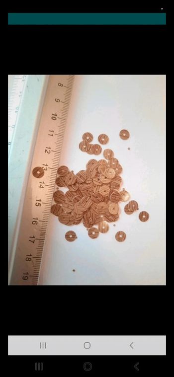 Perle plate ronde sequin motif couleur bois