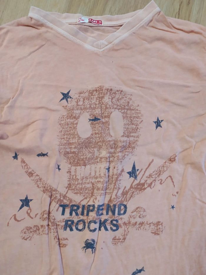 T-shirt 8 ans DPAM orange tête de mort - photo numéro 2