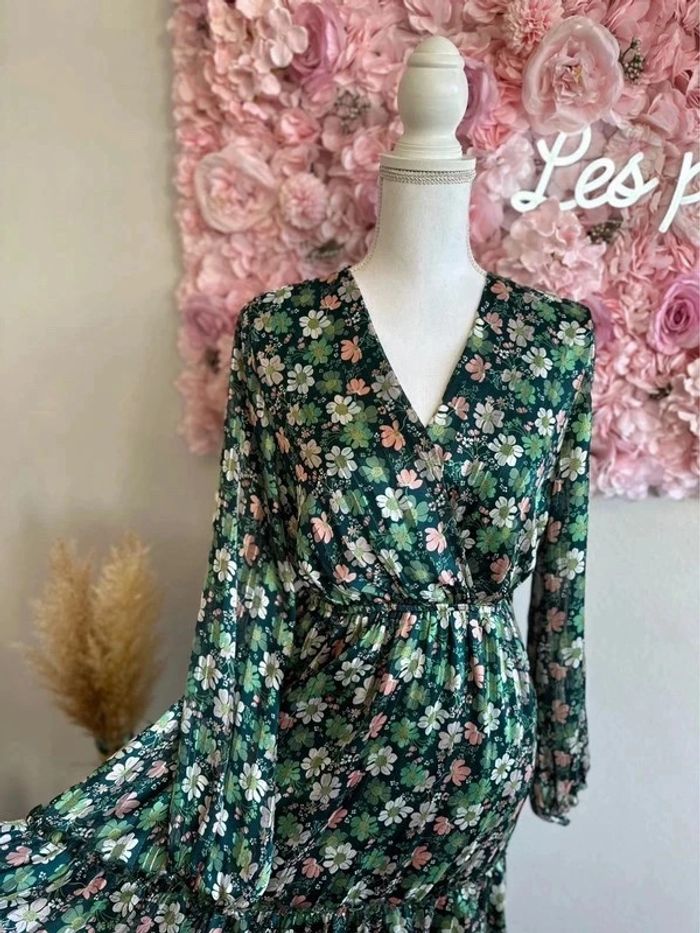 Robe midi verte à imprimé floral, taille S - Version Féminin - photo numéro 6