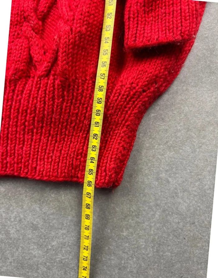 Pull sweat vintage coogi style funky rouge torsadé à motif - photo numéro 6