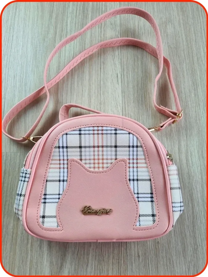 Sac à main bandoulière rose chat